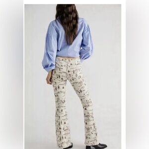 Free People We The Free Penny Pull-On Western Cowboy Printed Flare Jeans Size 28